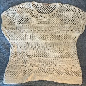 Cream Crochet Knit Top Cover Up Medium